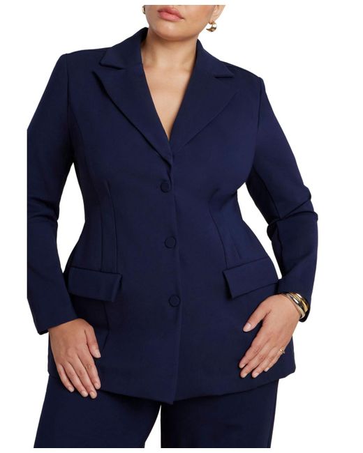 Eloquii Blue Plus Size Ultimate Nipped Waist Blazer