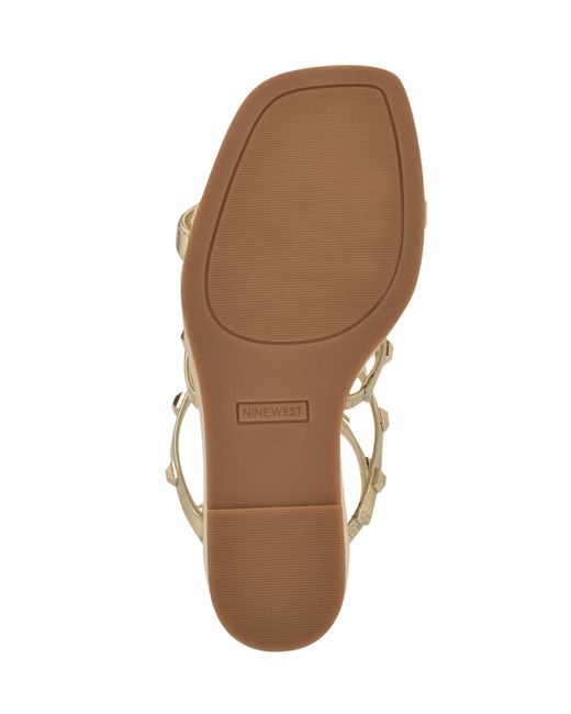 Nine West Metallic Sardis Square Toe Wedge Sandals