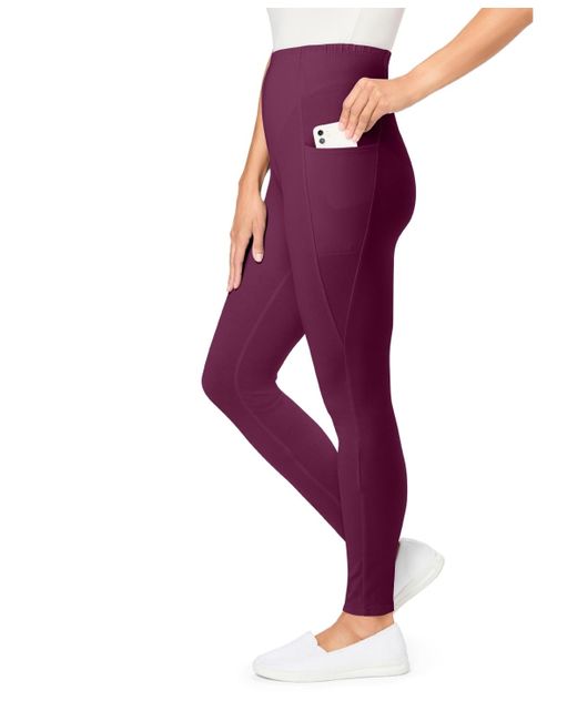 Woman Within Purple Within Tall Stretch-cotton Knit Pull-on Pocket leggings