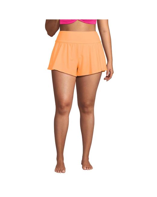 Lands' End Orange Plus Size 3" Pinchless Flutter Swim Short