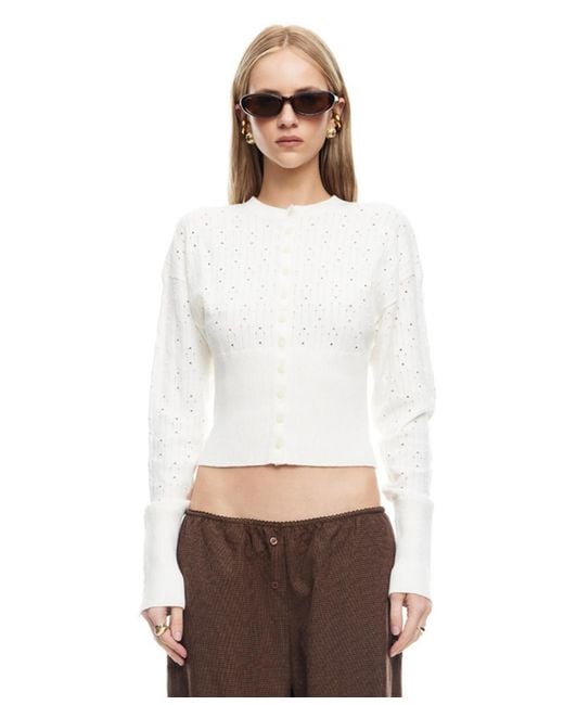 Lioness White Shimmer Shift Sweater