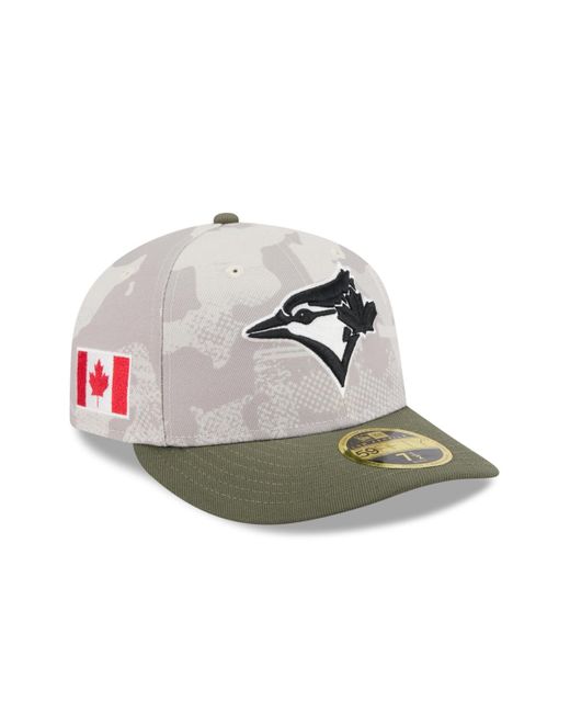 KTZ Metallic Light Beige/olive Toronto Blue Jays 2025 Armed Forces Day Low Profile 59fifty Fitted Hat for men