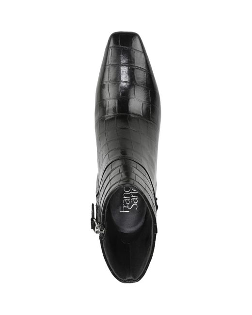 Franco Sarto Black Saydie Square Toe Pull On Short Boots