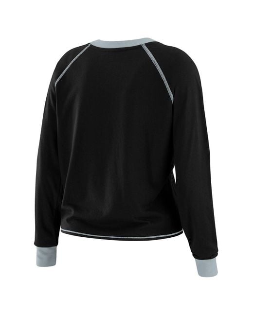 WEAR by Erin Andrews Black/gray Las Vegas Raiders Plus Size Tie-front Long Sleeve Top