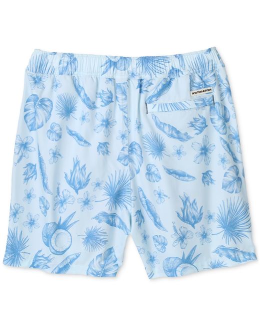 Scotch & Soda Blue Palm Island Swim Trunks for men