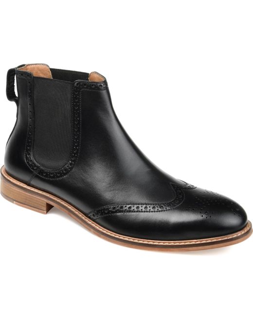 Thomas & Vine Black Watson Wide Width Tru Comfort Foam Pull-on Wingtip Chelsea Boots for men