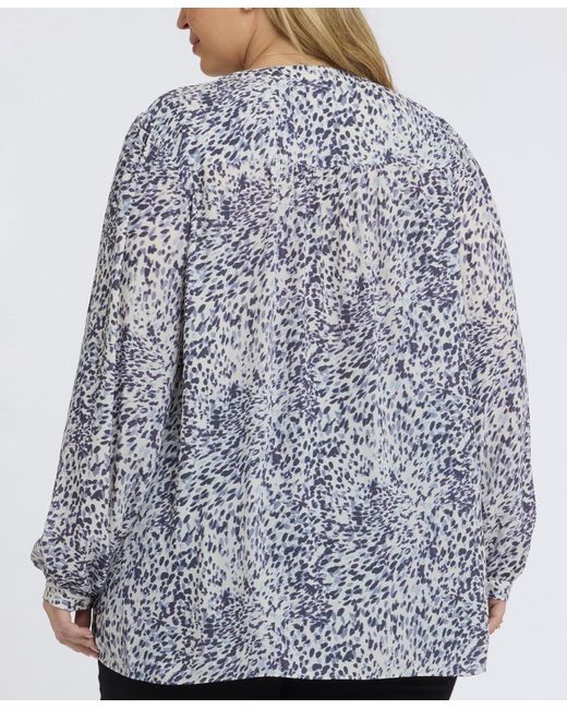 NYDJ Gray Plus Size Trinity Split Neck Top