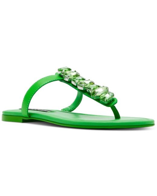 Steve Madden Green Jessica Rich X Gemma Embellished T-strap Slingback Sandals