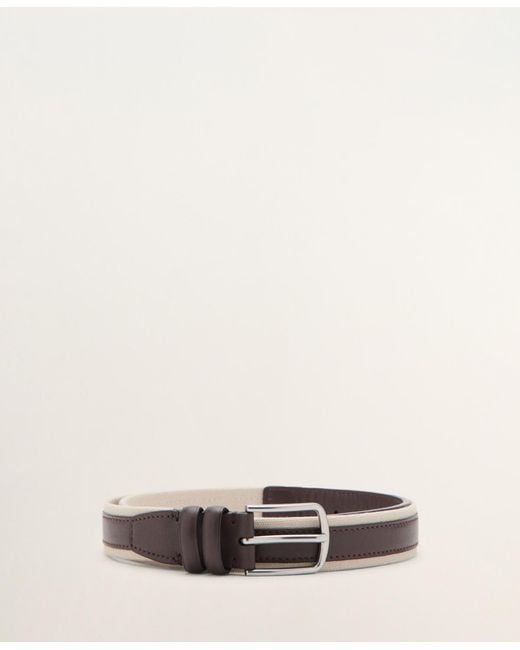 Mango Natural Leather Mixed Belt for men