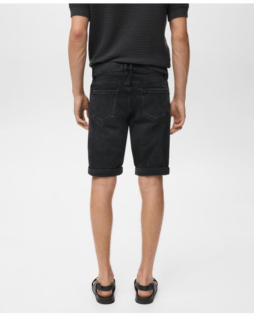 Mango Black Slim-fit Denim Bermuda Shorts for men