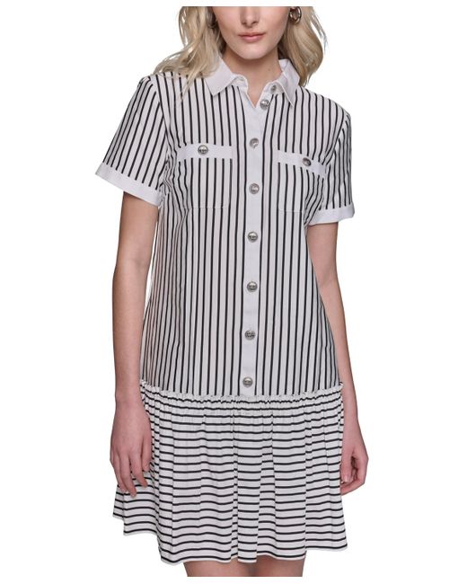 Karl Lagerfeld Multicolor Striped Button-front Dress