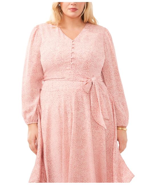 Vince Camuto Pink Plus Size Tiered Tie-waist Maxi Dress