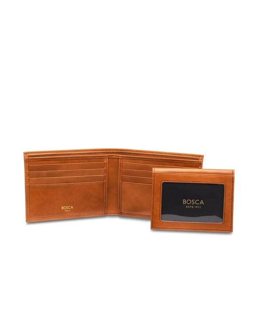 Bosca Orange Credit Wallet W/id Passcase for men