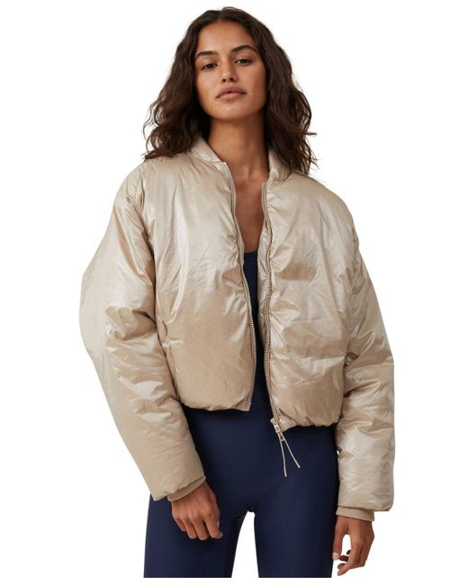 Cotton On The Mother Puffer Bomber Jacket in Natural | Lyst