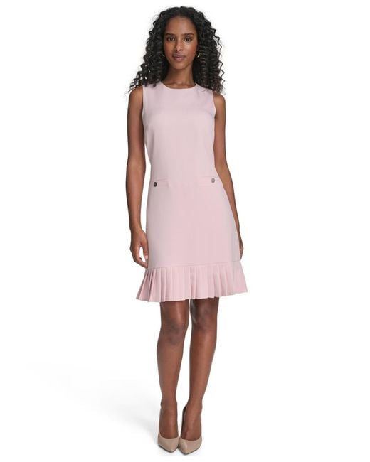 Bohemian Attire Pleated Hem Shift Dress Tommy Hilfiger Women's Pink Pleated-hem Shift Dress Bohemian Attire Pleated Hem Shift Dress Tommy Hilfiger Women's Pink Pleated-hem Shift Dress