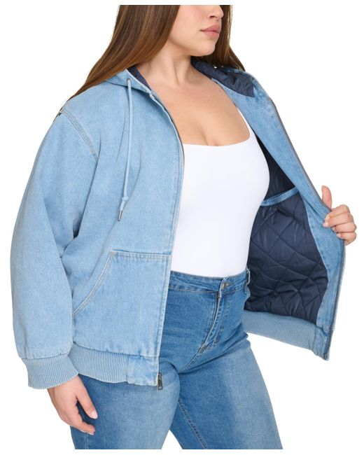 Levi's Blue Plus Size Quilted Lined Zip-front Bomber Jacket