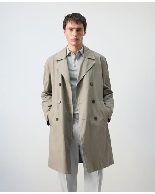 Mango Gray Regular-fit Trench Coat for men