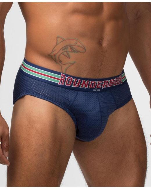 Rounderbum Blue Varsity Package Brief for men
