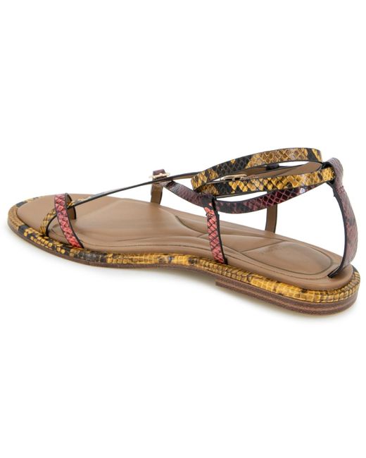 Kenneth Cole Metallic Paros Square Toe Flat Sandals
