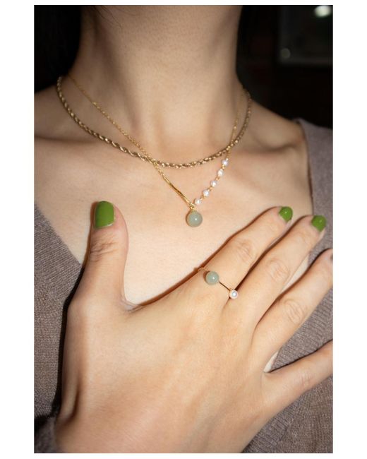 seree Metallic Isla — Jade And Freshwater Pearl Necklace