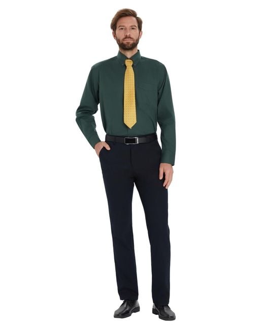 Club Room Blue Pinpoint Button Front Solid Dress Shirt for men