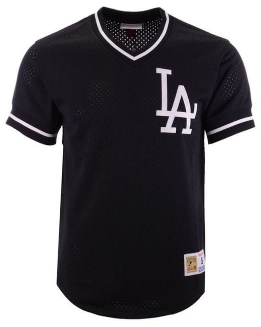 Mitchell & Ness Los Angeles Dodgers Mesh V-neck Jersey in Black for Men