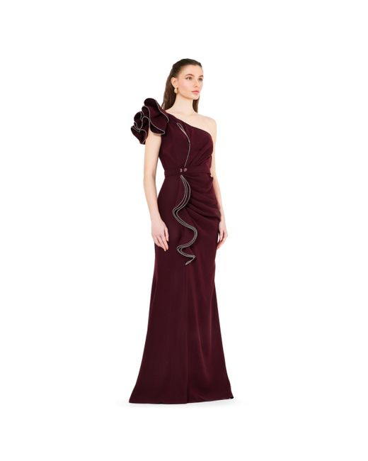 Amiri Red Ruffle Pleated Gown