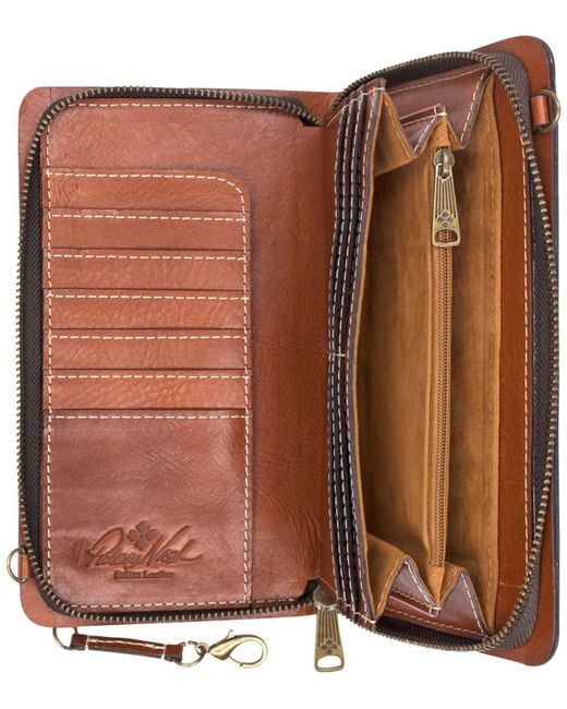 Patricia Nash Azario Smooth Leather Crossbody Organizer Wallet in Tan