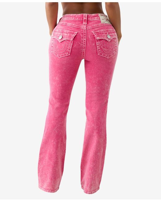 True Religion Pink Becca Big T Bootcut Flap Jeans