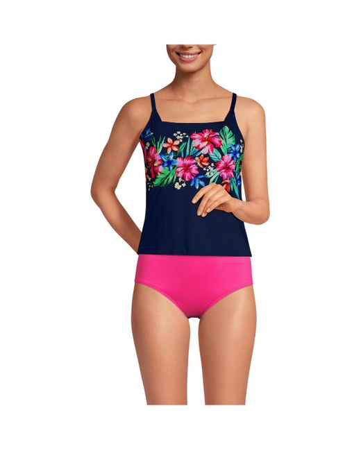 Lands' End Red D-cup Chlorine Resistant Square Neck Tankini Swimsuit Top