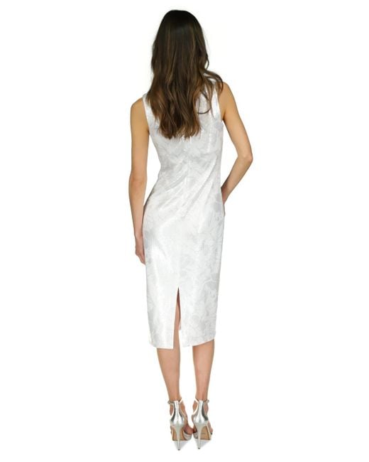 Michael Kors White Michael Sequined Sleeveless Midi Dress