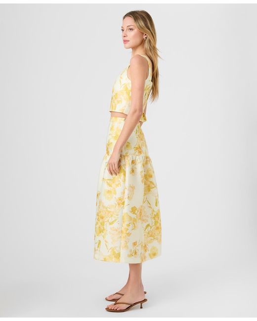 French Connection Yellow Printed Cropped Top