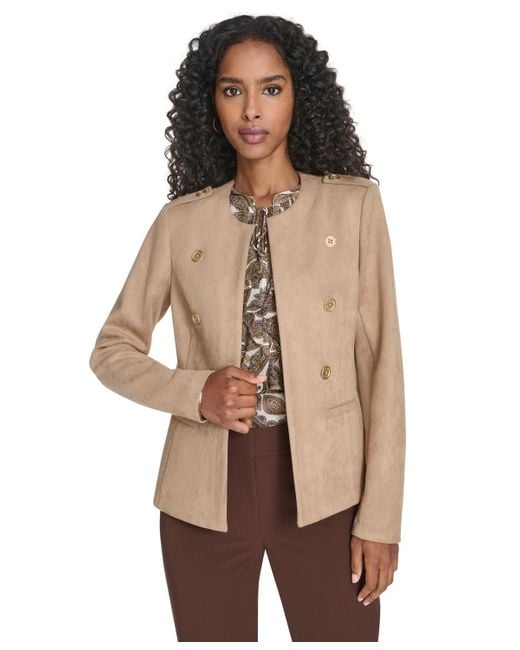 Tommy Hilfiger Brown Scuba Suede Long Sleeve Jacket