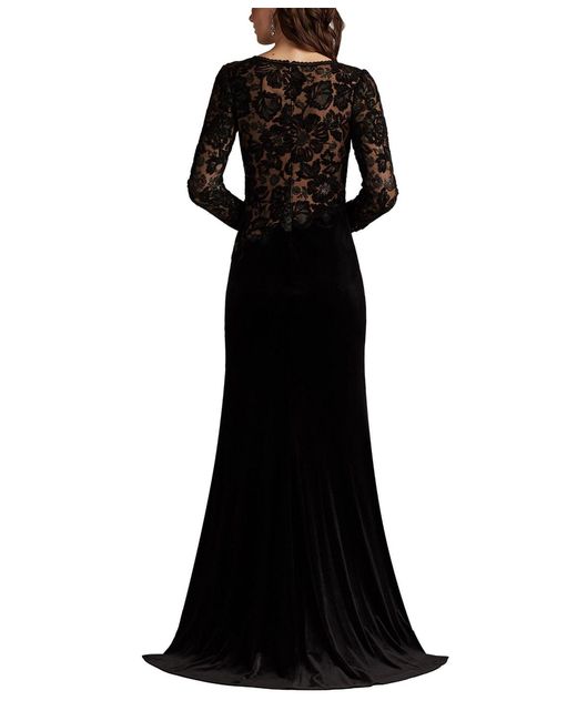 Tadashi Shoji Black Forena Embroidered Crepe Gown