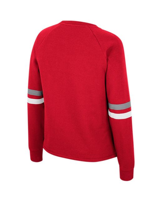 Colosseum Athletics Red Ohio State Buckeyes Talent Competition Raglan Pullover Sweatshirt