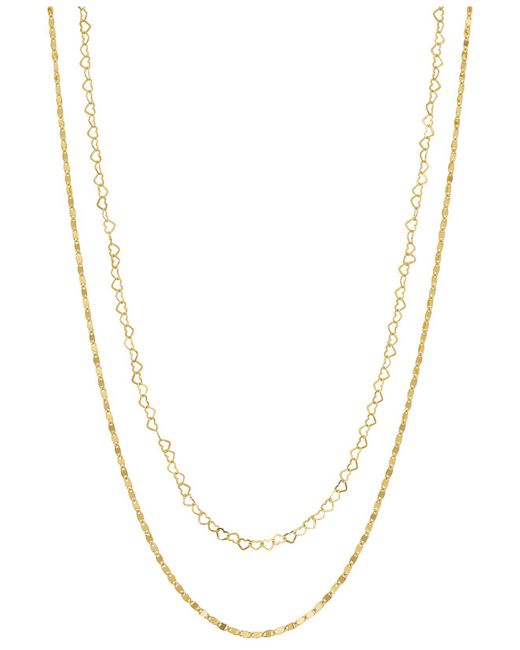 Giani Bernini Metallic Heart Chain 18" Layered Necklace In 18k Gold-plated Sterling Silver, Created For Macy's