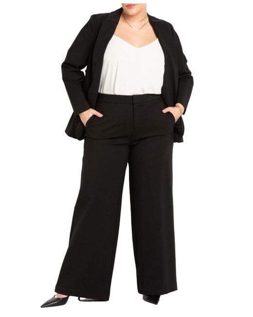Eloquii Black Plus Size The Ultimate Wide Leg Stretch Work Pant