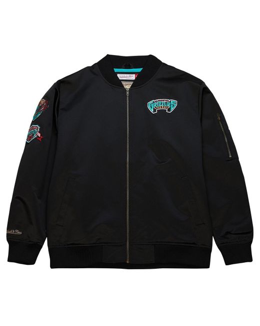 Mitchell & Ness Black Distressed Vancouver Grizzlies Hardwood Classics Vintage-like Logo Full-zip Bomber Jacket for men