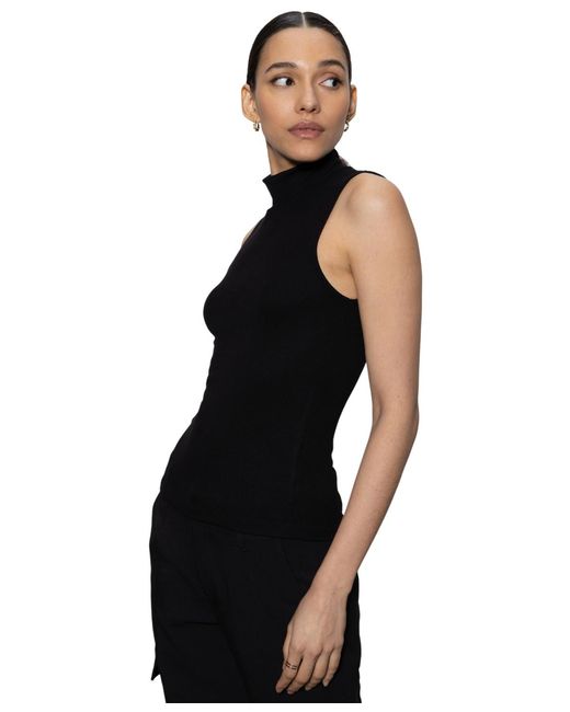 Sanctuary Black Essential Sleeveless Mock-neck Sweater