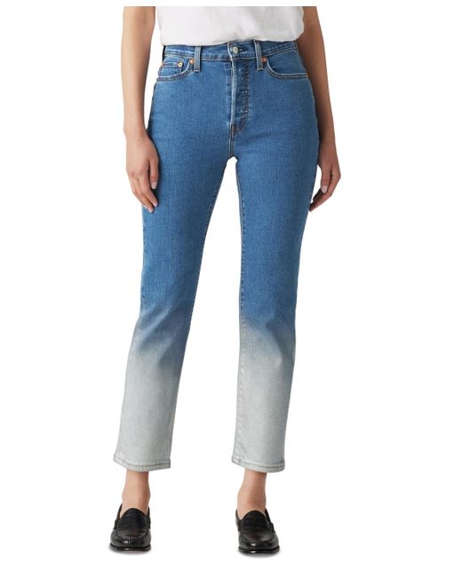 Levi's Blue Wedgie Straight-leg High Rise Cropped Jeans