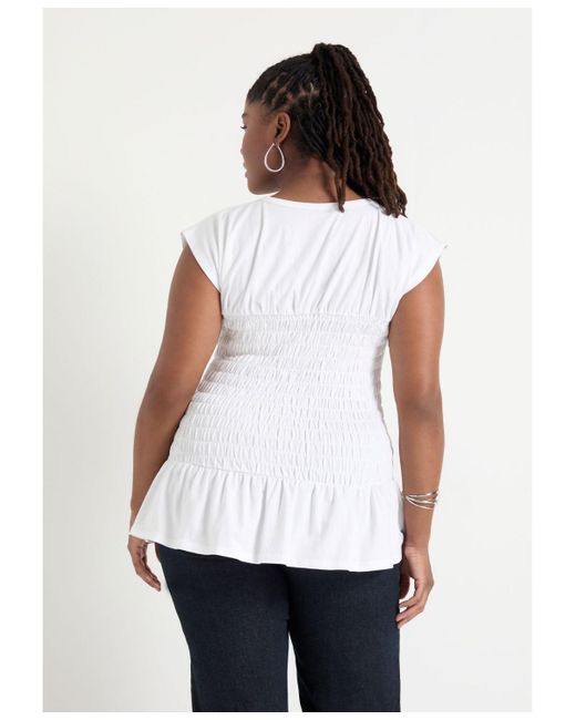 June + Vie White June + Vie June + Vie Smocked Peplum Top