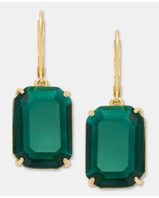 Ralph Lauren Green Rectangular Stone Drop Earrings