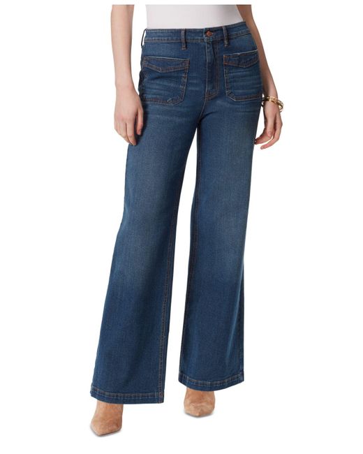 Jessica Simpson Denim Tease Highrise Wideleg Jeans in Dark Blue (Blue