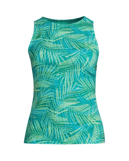 Lands' End Green D-cup Chlorine Resistant High Neck Upf 50 Modest Tankini Swimsuit Top