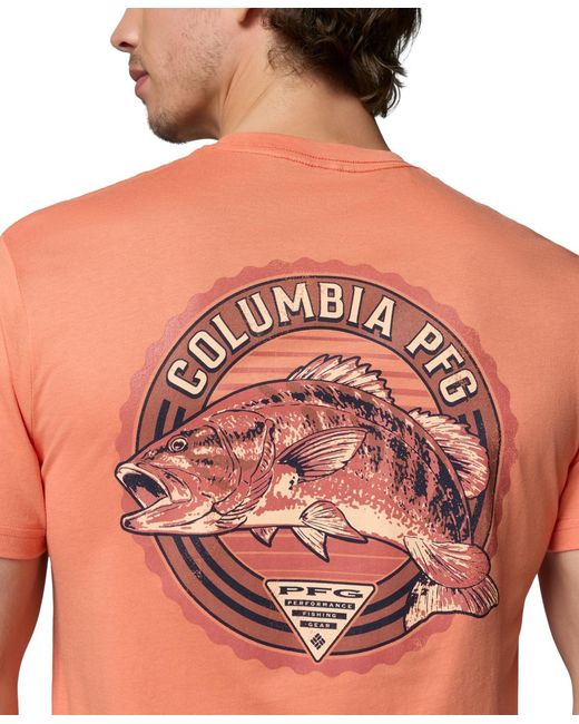 Columbia Red Pfg Trawling Graphic T-shirt for men