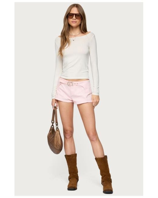 Edikted Pink Vicco Belt Detail Shorts