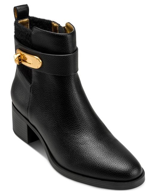 Donna Karan Black Block Heel Booties