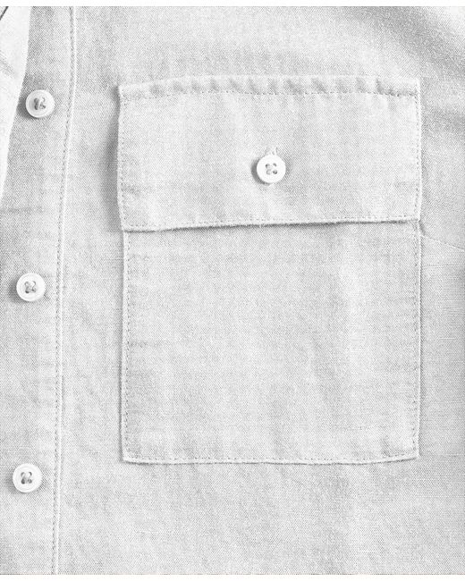 INC International Concepts White Tie-sleeve Chambray Tie-waist Blouse