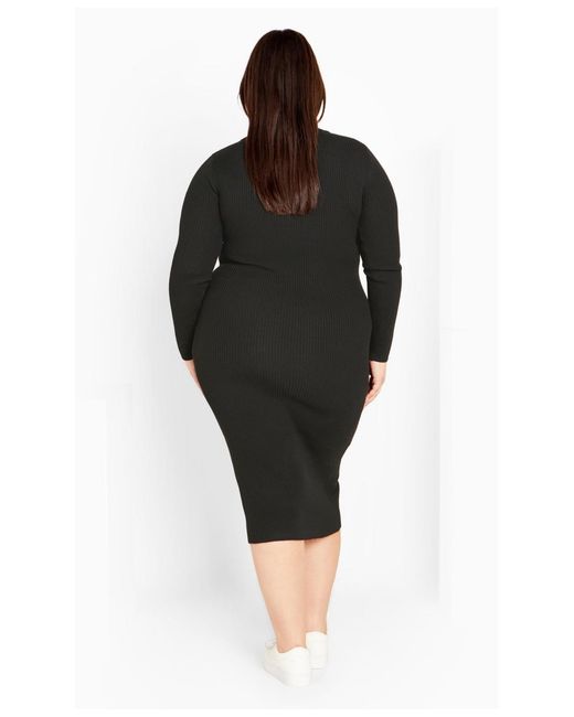 Avenue Women's Black Plus Size Scarlett Rib Dress Avenue Women's Black Plus Size Scarlett Rib Dress