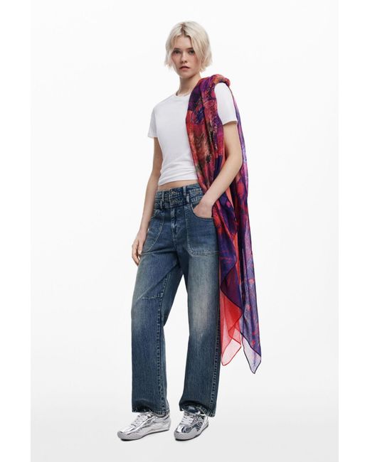 Desigual Red Scarf Designed By Mr. Christian Lacroix